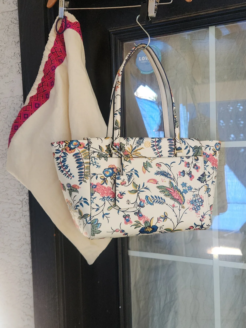 Floral Print Cream Tote Bag with Dual Handles - Picture 2 of 6
